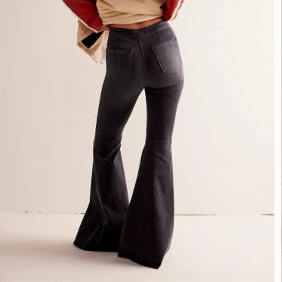 Free People Just Float On Flare Stretch Jean – Washed Black – Size 25 - Picture 3 of 6